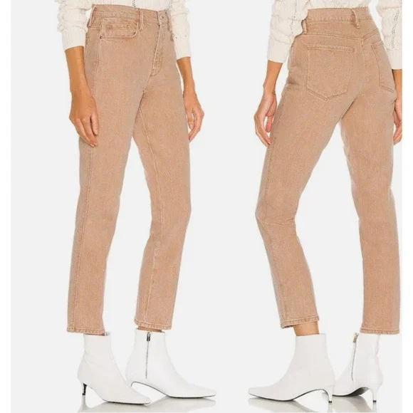 Frame Women Denim Le Sylvie Slender Straight Jeans in Sand Sz 29 High Waist - Picture 3 of 8